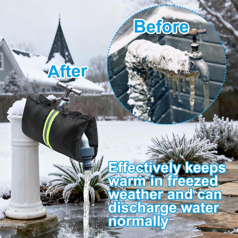 Jeyeou 2Pcs Outdoor Faucet Cover for Winter Freeze Protection Outside Insulated Spigot Socks Freeze Miser Reusable Hose Bib Cover Waterproof Water Faucet Insulation Wrap with Reflective Strip for Garden Yard - Image 4